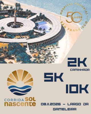 Cartaz de divulgação da prova Corrida Sol Nascente HMSF 50 Anos - 2026